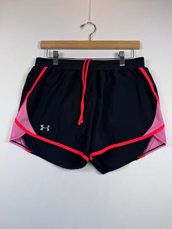 Under Armour Pants - Women's Medium Under Armour Running Shorts Mesh Drawstring Black Coral